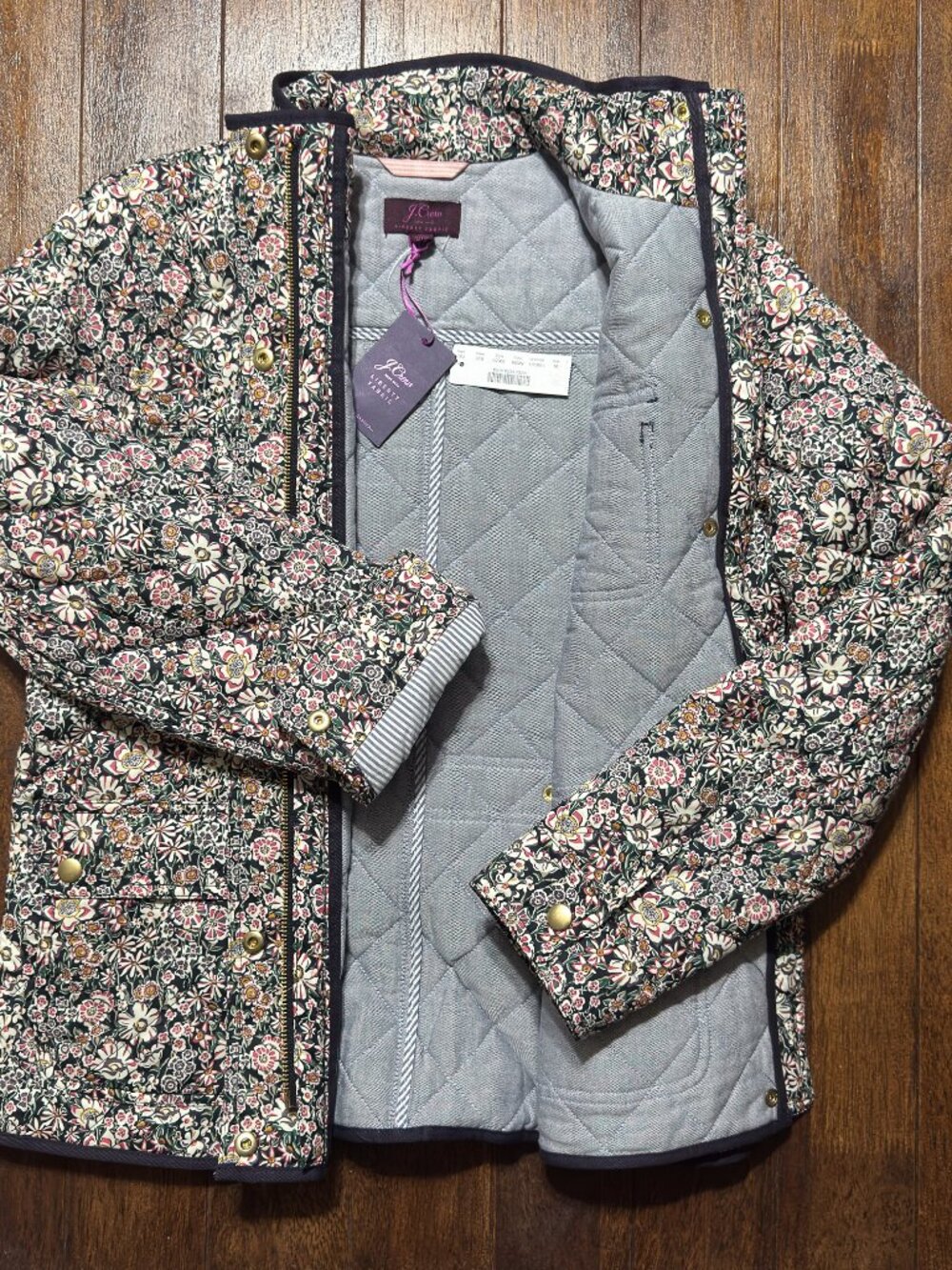 J.Crew Quilted Downtown Field Jacket Liberty Garden Floral Print NWT Womens Med - Picture 10 of 13